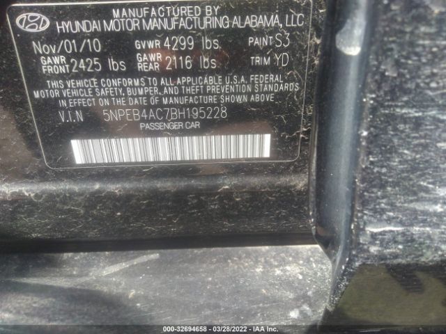 Photo 8 VIN: 5NPEB4AC7BH195228 - HYUNDAI SONATA 