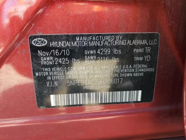 Photo 12 VIN: 5NPEB4AC7BH206017 - HYUNDAI SONATA GLS 