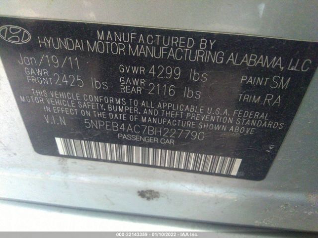 Photo 8 VIN: 5NPEB4AC7BH227790 - HYUNDAI SONATA 