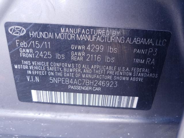 Photo 9 VIN: 5NPEB4AC7BH246923 - HYUNDAI SONATA GLS 