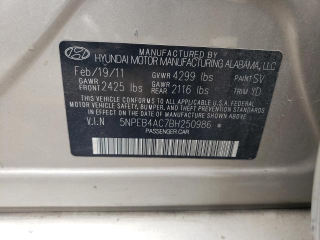 Photo 11 VIN: 5NPEB4AC7BH250986 - HYUNDAI SONATA GLS 