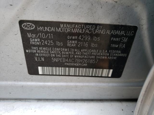 Photo 9 VIN: 5NPEB4AC7BH261857 - HYUNDAI SONATA GLS 