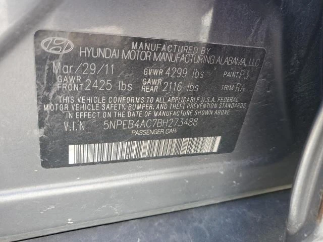 Photo 11 VIN: 5NPEB4AC7BH273488 - HYUNDAI SONATA GLS 