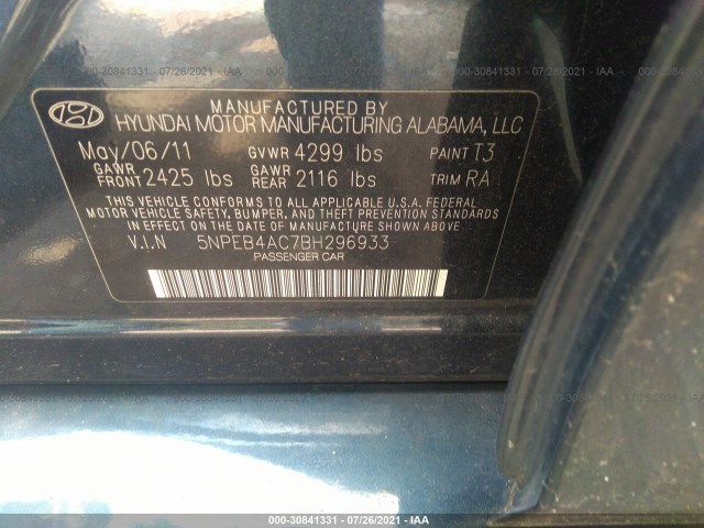 Photo 8 VIN: 5NPEB4AC7BH296933 - HYUNDAI SONATA 