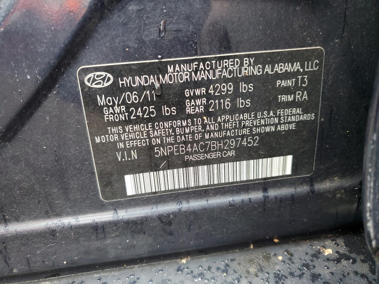 Photo 11 VIN: 5NPEB4AC7BH297452 - HYUNDAI SONATA 