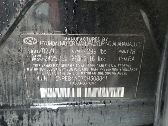 Photo 9 VIN: 5NPEB4AC7CH308841 - HYUNDAI SONATA GLS 