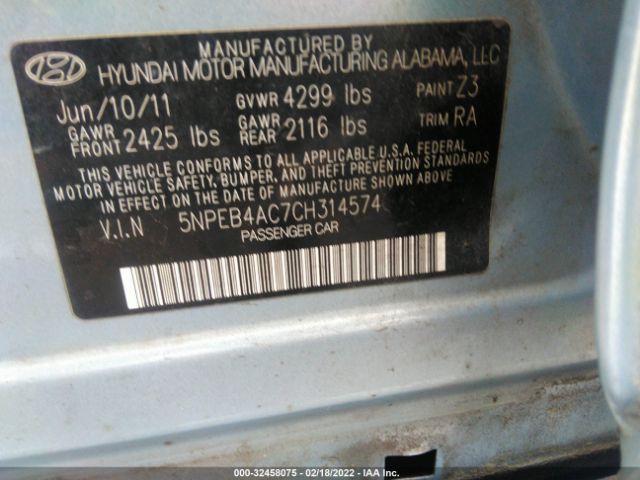 Photo 8 VIN: 5NPEB4AC7CH314574 - HYUNDAI SONATA 