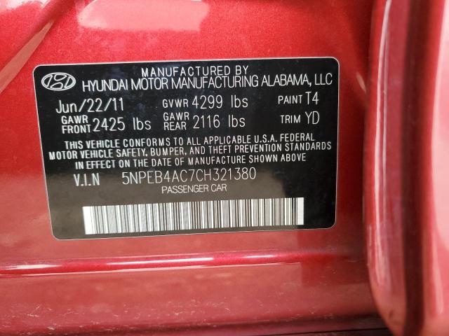 Photo 12 VIN: 5NPEB4AC7CH321380 - HYUNDAI SONATA GLS 