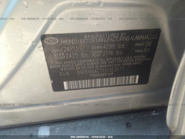 Photo 8 VIN: 5NPEB4AC7CH323677 - HYUNDAI SONATA 