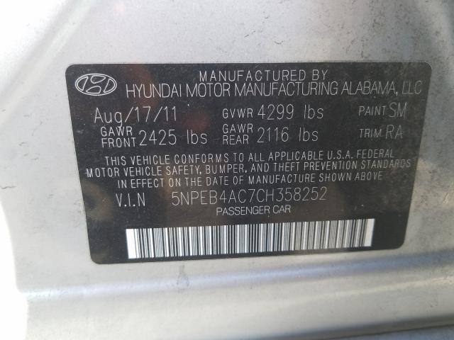 Photo 9 VIN: 5NPEB4AC7CH358252 - HYUNDAI SONATA GLS 