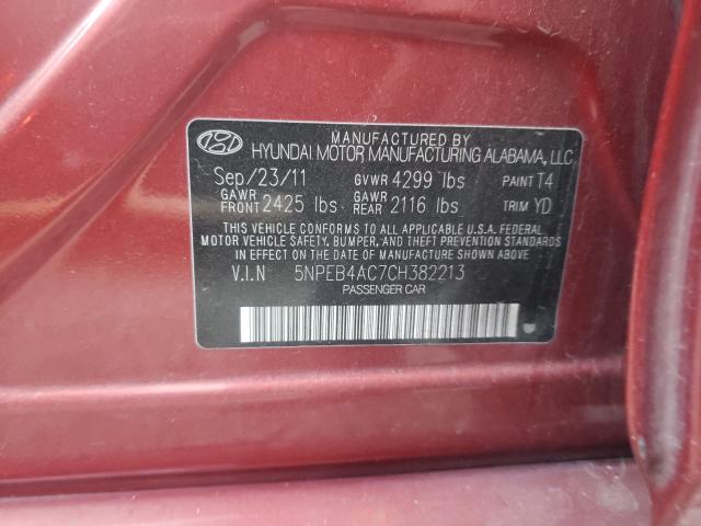 Photo 9 VIN: 5NPEB4AC7CH382213 - HYUNDAI SONATA GLS 