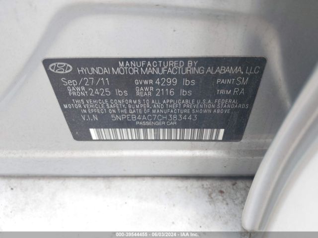 Photo 8 VIN: 5NPEB4AC7CH383443 - HYUNDAI SONATA 