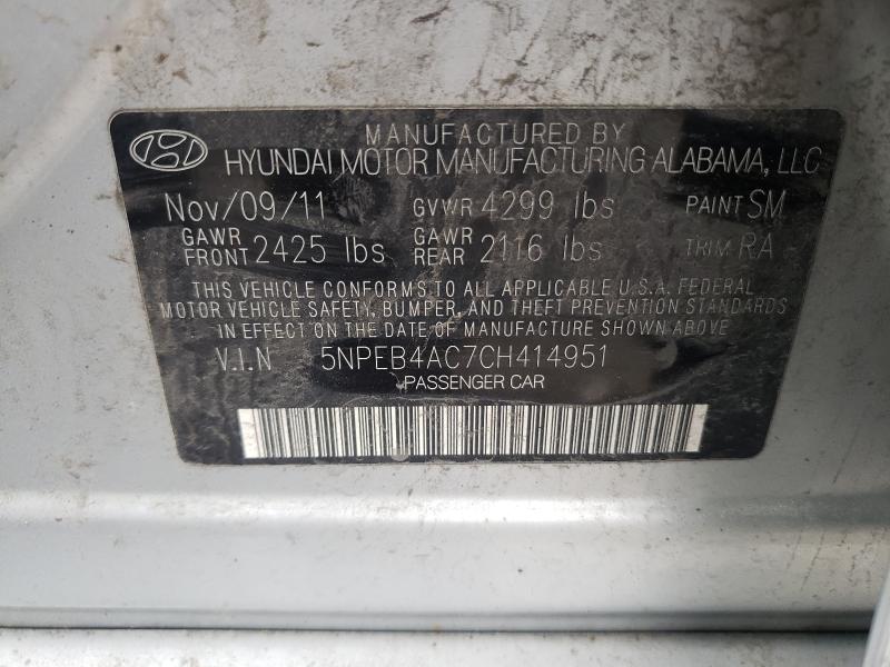 Photo 9 VIN: 5NPEB4AC7CH414951 - HYUNDAI SONATA GLS 