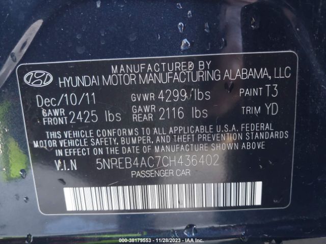 Photo 8 VIN: 5NPEB4AC7CH436402 - HYUNDAI SONATA 