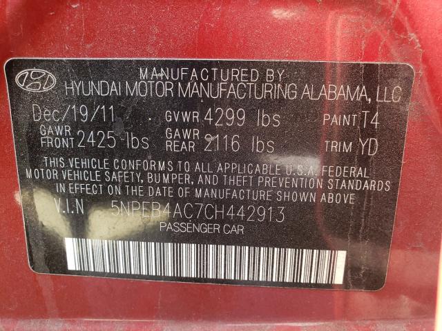 Photo 9 VIN: 5NPEB4AC7CH442913 - HYUNDAI SONATA GLS 