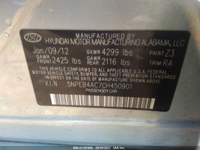 Photo 8 VIN: 5NPEB4AC7CH450901 - HYUNDAI SONATA 