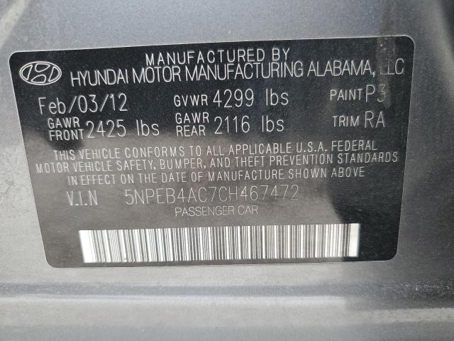 Photo 12 VIN: 5NPEB4AC7CH467472 - HYUNDAI SONATA 