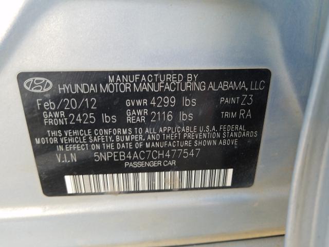 Photo 9 VIN: 5NPEB4AC7CH477547 - HYUNDAI SONATA GLS 