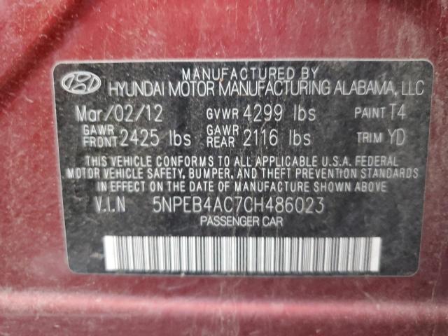 Photo 11 VIN: 5NPEB4AC7CH486023 - HYUNDAI SONATA 