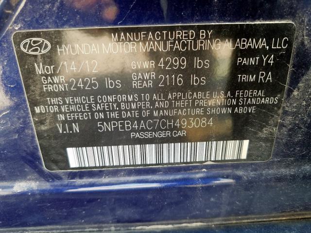 Photo 9 VIN: 5NPEB4AC7CH493084 - HYUNDAI SONATA GLS 