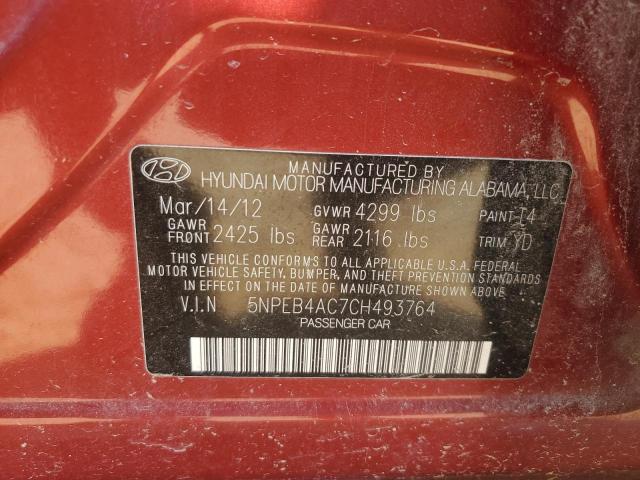 Photo 11 VIN: 5NPEB4AC7CH493764 - HYUNDAI SONATA GLS 