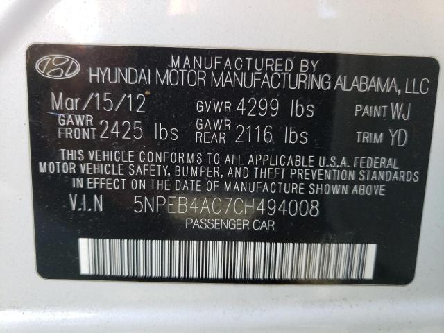 Photo 9 VIN: 5NPEB4AC7CH494008 - HYUNDAI SONATA GLS 