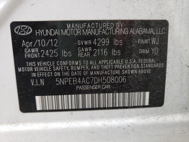 Photo 9 VIN: 5NPEB4AC7DH508006 - HYUNDAI SONATA GLS 