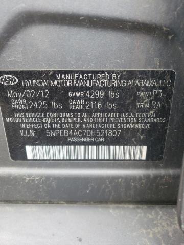 Photo 9 VIN: 5NPEB4AC7DH521807 - HYUNDAI SONATA GLS 