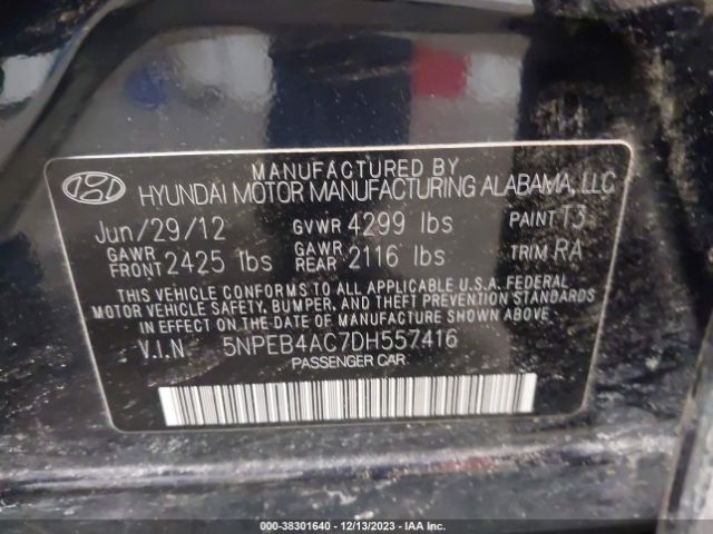 Photo 8 VIN: 5NPEB4AC7DH557416 - HYUNDAI SONATA 