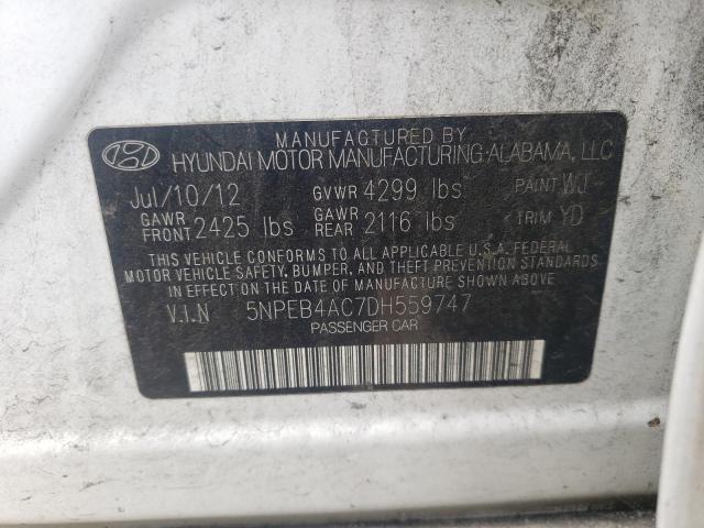 Photo 11 VIN: 5NPEB4AC7DH559747 - HYUNDAI SONATA 