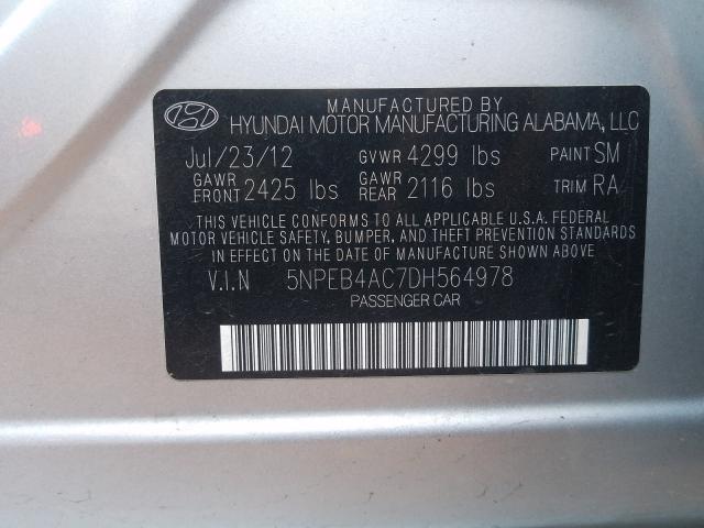 Photo 9 VIN: 5NPEB4AC7DH564978 - HYUNDAI SONATA GLS 