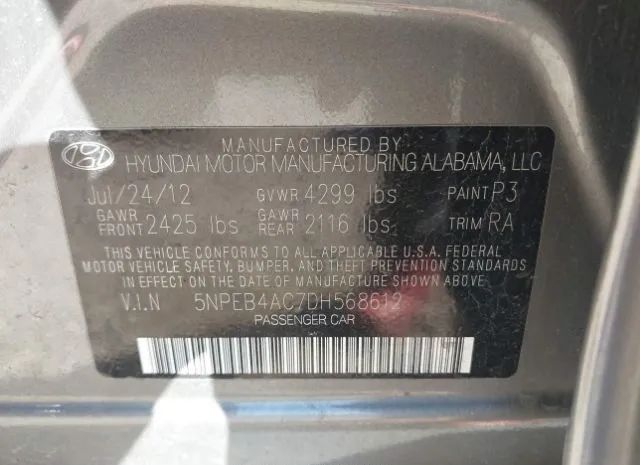 Photo 8 VIN: 5NPEB4AC7DH568612 - HYUNDAI SONATA 