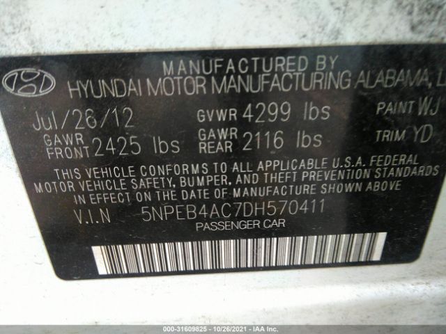 Photo 8 VIN: 5NPEB4AC7DH570411 - HYUNDAI SONATA 