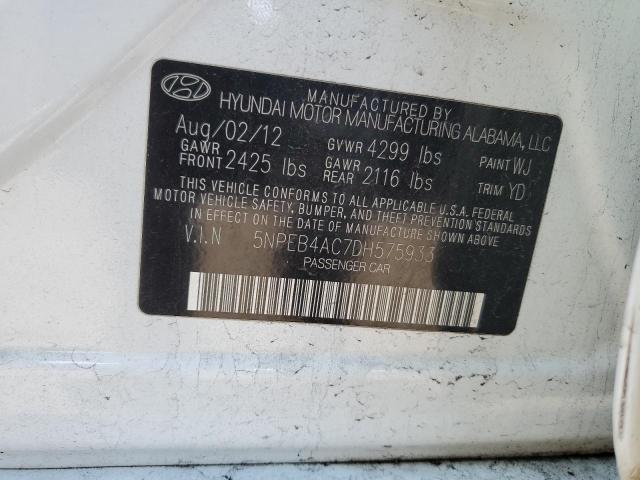 Photo 11 VIN: 5NPEB4AC7DH575933 - HYUNDAI SONATA 