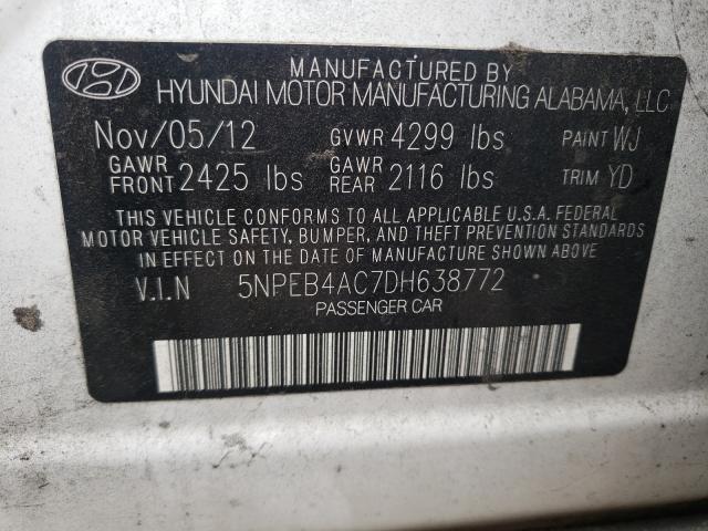 Photo 9 VIN: 5NPEB4AC7DH638772 - HYUNDAI SONATA GLS 