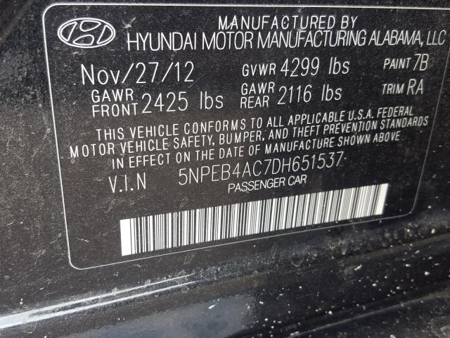 Photo 9 VIN: 5NPEB4AC7DH651537 - HYUNDAI SONATA GLS 