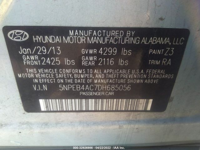 Photo 8 VIN: 5NPEB4AC7DH685056 - HYUNDAI SONATA 