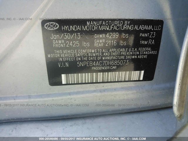 Photo 8 VIN: 5NPEB4AC7DH685073 - HYUNDAI SONATA 