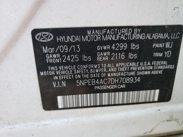 Photo 11 VIN: 5NPEB4AC7DH708934 - HYUNDAI SONATA GLS 