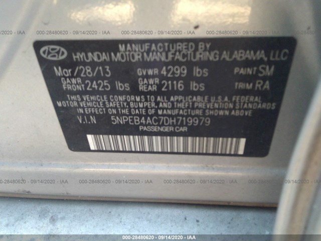 Photo 8 VIN: 5NPEB4AC7DH719979 - HYUNDAI SONATA 