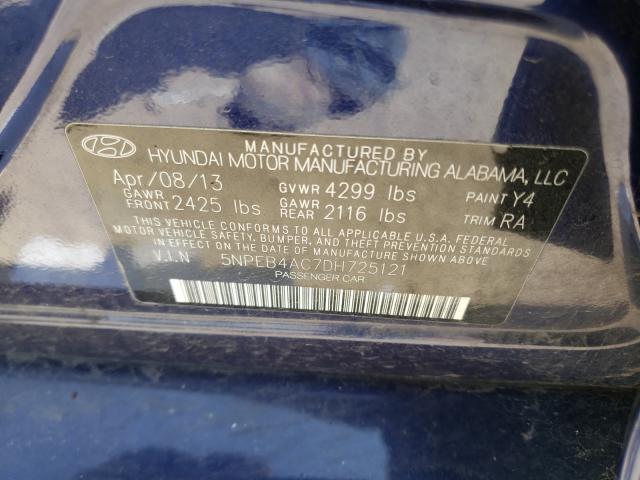 Photo 9 VIN: 5NPEB4AC7DH725121 - HYUNDAI SONATA GLS 