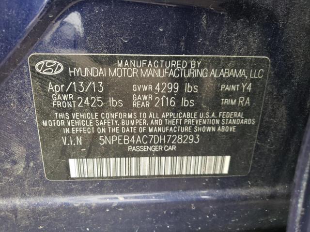 Photo 11 VIN: 5NPEB4AC7DH728293 - HYUNDAI SONATA GLS 