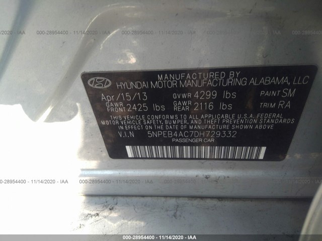 Photo 8 VIN: 5NPEB4AC7DH729332 - HYUNDAI SONATA 