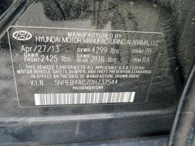 Photo 9 VIN: 5NPEB4AC7DH737544 - HYUNDAI SONATA GLS 