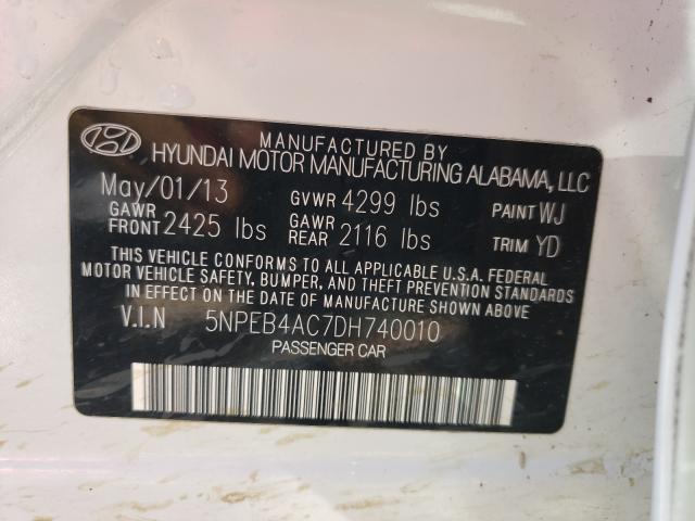 Photo 9 VIN: 5NPEB4AC7DH740010 - HYUNDAI SONATA GLS 