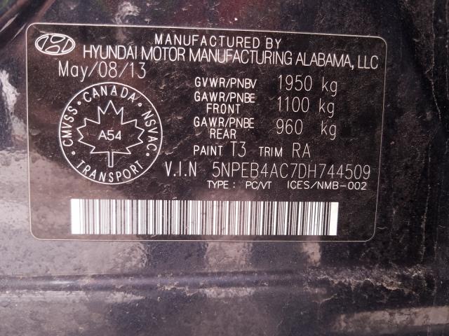 Photo 9 VIN: 5NPEB4AC7DH744509 - HYUNDAI SONATA GLS 