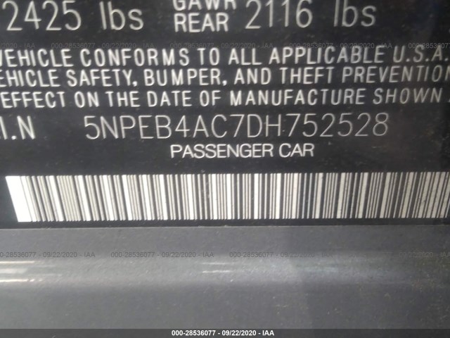 Photo 8 VIN: 5NPEB4AC7DH752528 - HYUNDAI SONATA 