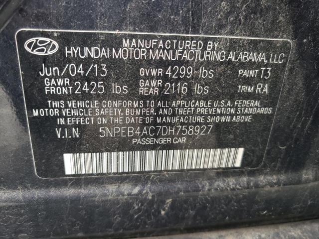 Photo 11 VIN: 5NPEB4AC7DH758927 - HYUNDAI SONATA GLS 