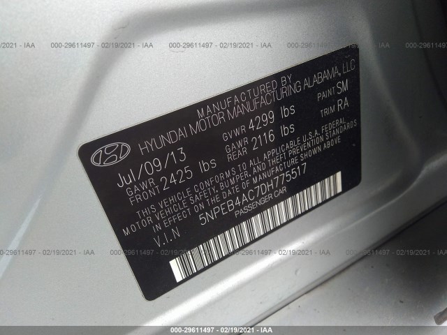 Photo 8 VIN: 5NPEB4AC7DH775517 - HYUNDAI SONATA 