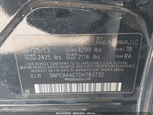 Photo 8 VIN: 5NPEB4AC7DH783732 - HYUNDAI SONATA 